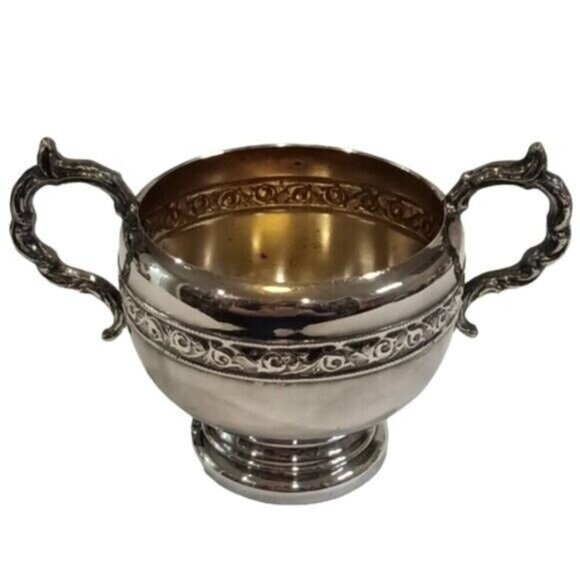 Vintage Viking Plate E.P. Copper Canadian Creamer and 2-Handled Sugar Bowl - Picture 8 of 11